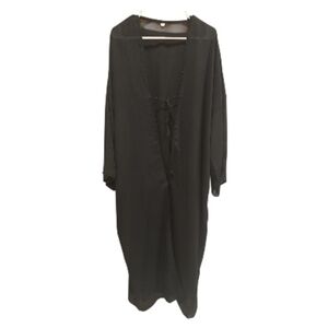 Black Long Sleeved Abaya Kaftan Maxi Dress Beaded One Size